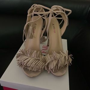 Nude lace up heels